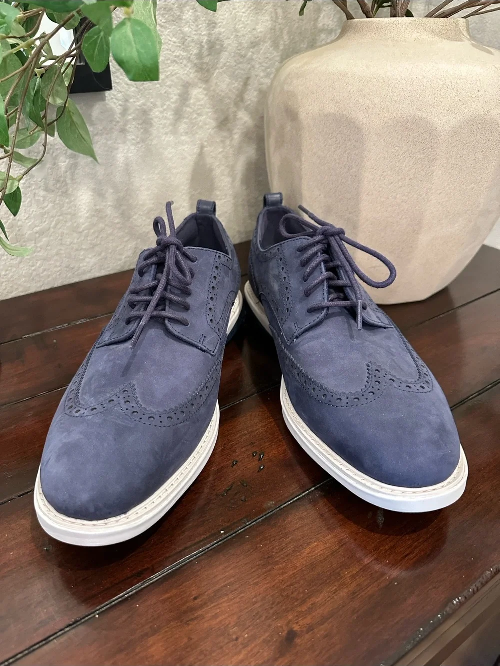 Cole Haan Navy Suede Brogue Derby Shoes NWOT